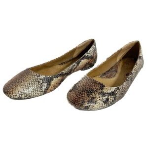 b.o.c. Born Snake Print Ballet Flats Neutral Tan/Brown Slip On Rounded Toe